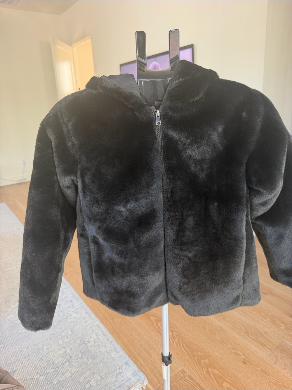Mayoral Black Faux Fur Hooded Puffer Jacket
